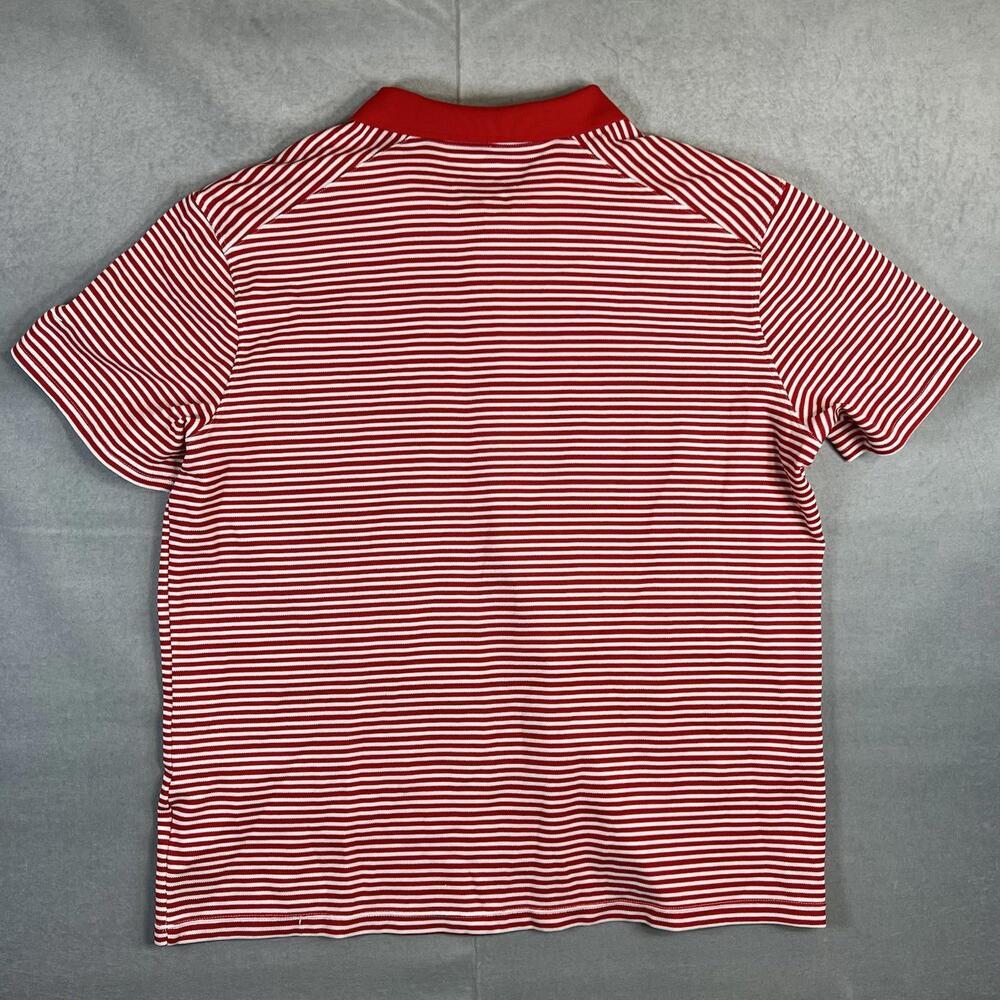 Nike Polo Shirt Mens XL Red White Striped Dri Fit Standard Performance Knit - Picture 3 of 7